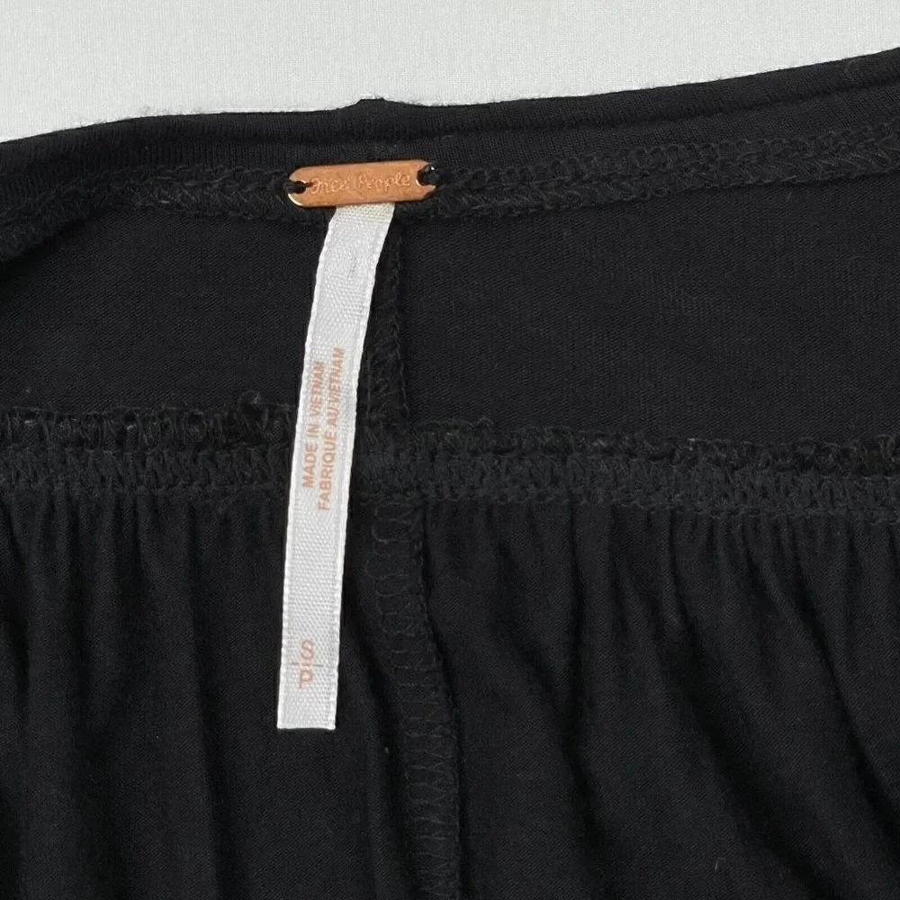 Free People Keepin On Tie Sleeve Top Blouse Black